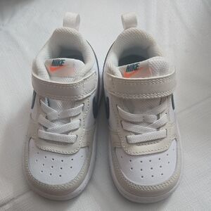 Nike Court Bourough Kids White and Tan Sneakers